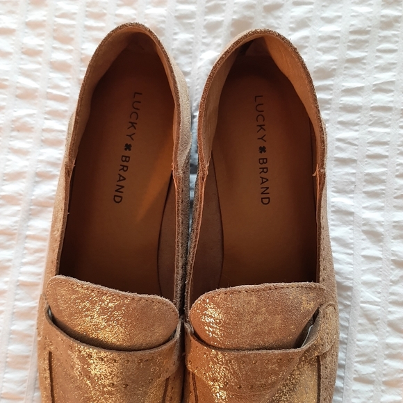 LUCKY BRAND Metallic Leather Loafers Size 10, Never Worn - Picture 4 of 9